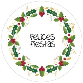 ETIQUETA "FELICES FIESTAS" - MUÉRDAGO