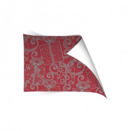 PAPEL REGALO ROJO-PLATA - ESTUCADO 70GR / 70CM