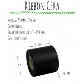 ROLLO RIBBON 055x300 NEGRO CERA