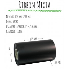 ROLLO RIBBON 104x300 NEGRO MIXTA