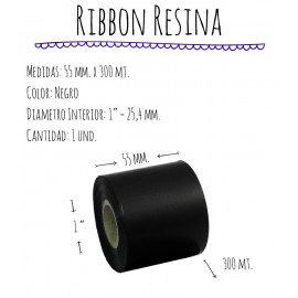 ROLLO RIBBON 055x300 NEGRO RESINA