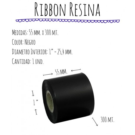 ROLLO RIBBON 055x300 NEGRO RESINA