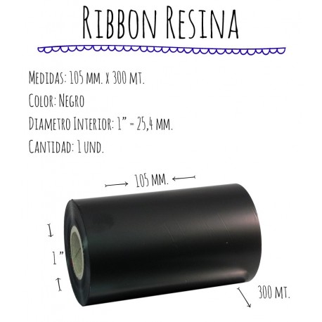 ROLLO RIBBON 105x300 NEGRO RESINA