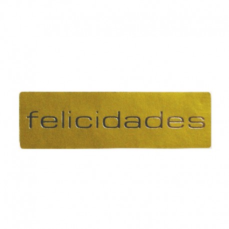 Etiqueta Rectangulares oro Felicidades