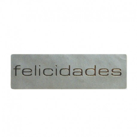 Etiqueta Rectangulares plata Felicidades