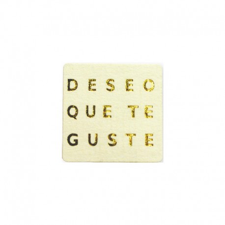 Etiqueta blanca "deseo que te guste"