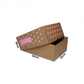 CAJA TROQUELADA 30X22X12 LUNARES ROSA