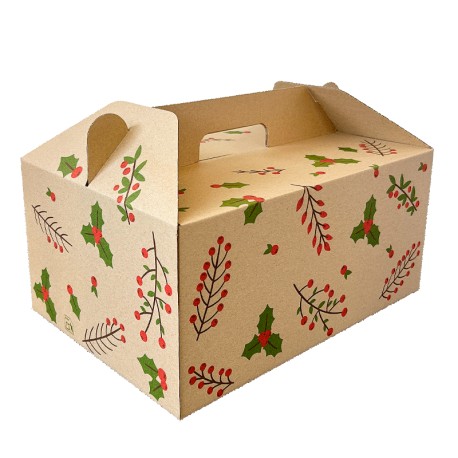 CAJA LOTE NAVIDAD PEQUEÑA CON ASA 320X230X150 MUERDAGO