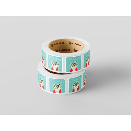 Rollo de 250 ETIQUETAS "Felicidades" RAMO CUADRADA