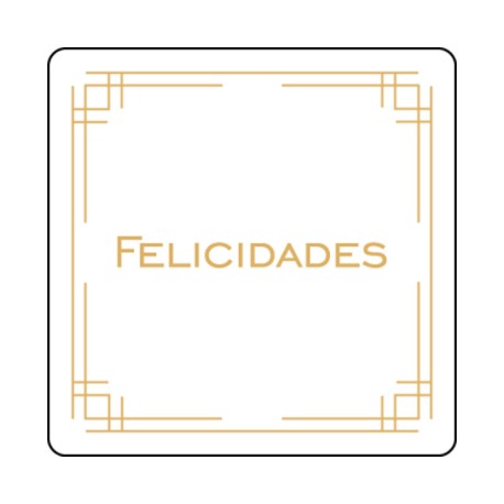 Rollo de 250 ETIQUETAS "FELICIDADES" MARCO CUADRADA