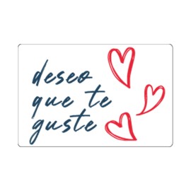 Rollo de 250 ETIQUETAS "DESEO QUE TE GUSTE" CORAZONES RECTANGULAR