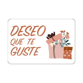 Rollo de 250 ETIQUETAS "DESEO QUE TE GUSTE" REGALO RECTANGULAR