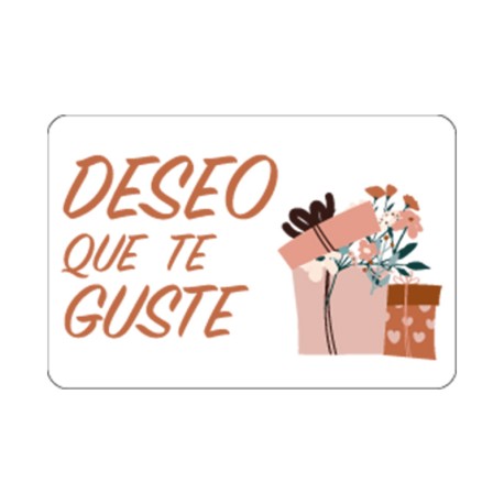 Rollo de 250 ETIQUETAS "DESEO QUE TE GUSTE" REGALO RECTANGULAR