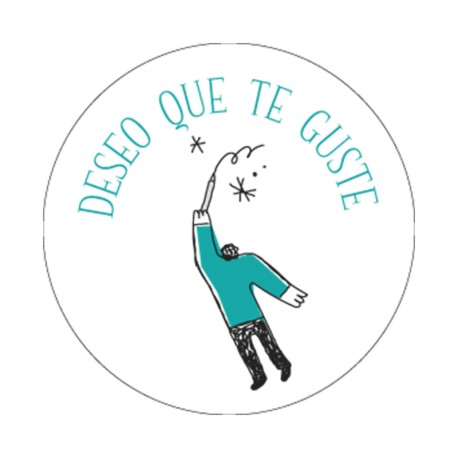 Rollo de 250 ETIQUETAS "DESEO QUE TE GUSTE" NIÑO CIRCULAR