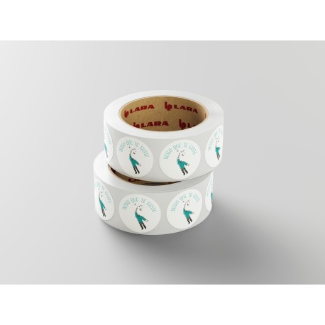 Rollo de 250 ETIQUETAS "DESEO QUE TE GUSTE" NIÑO CIRCULAR