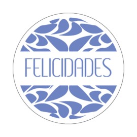 Rollo de 250 ETIQUETAS "FELICIDADES" AZUL CIRCULAR