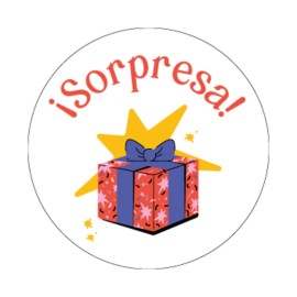 Rollo de 250 ETIQUETAS "SORPRESA" CIRCULAR