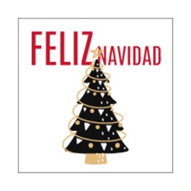Rollo de 250 ETIQUETAS "FELIZ NAVIDAD" ARBOL CUADRADA
