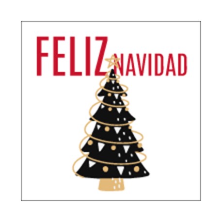Rollo de 250 ETIQUETAS "FELIZ NAVIDAD" ARBOL CUADRADA