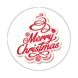 Rollo de 250 ETIQUETAS "MERY CHRISTMAS" CIRCULAR