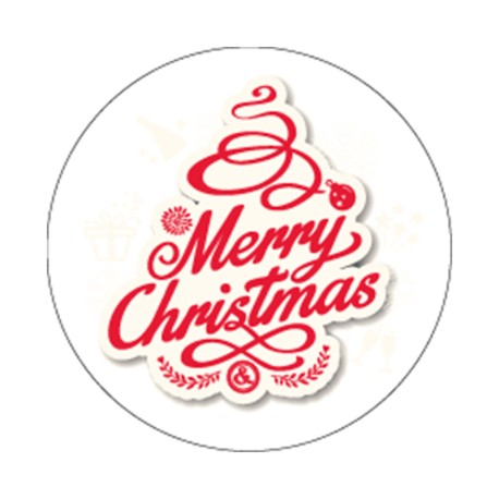 Rollo de 250 ETIQUETAS "MERY CHRISTMAS" CIRCULAR