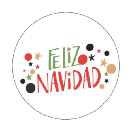 Rollo de 250 ETIQUETAS "FELIZ NAVIDAD" ESTRELLAS CIRCULAR