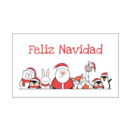 Rollo de 250 ETIQUETAS "FELIZ NAVIDAD" PAPA NOEL RECTANGULAR