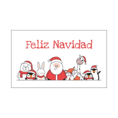 Rollo de 250 ETIQUETAS "FELIZ NAVIDAD" PAPA NOEL RECTANGULAR