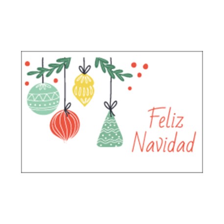 Rollo de 250 ETIQUETAS "FELIZ NAVIDAD" BOLITAS RECTANGULAR