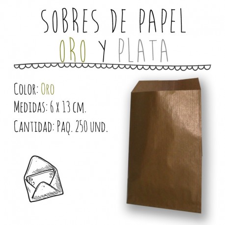 SOBRES DE PAPEL ORO Y PLATA