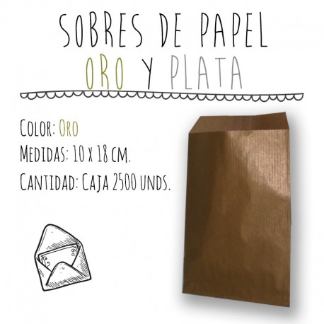 SOBRES DE PAPEL ORO Y PLATA