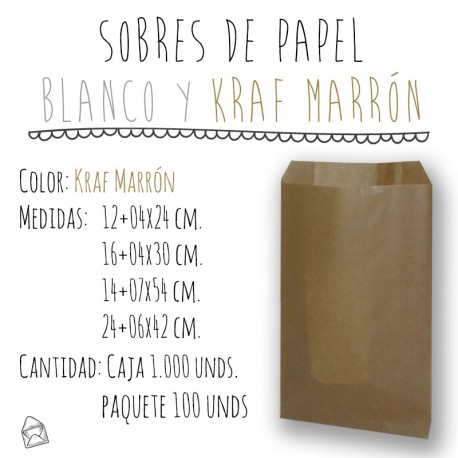 SOBRES DE PAPEL EN BLANCO Y KRAFT MARRÓN